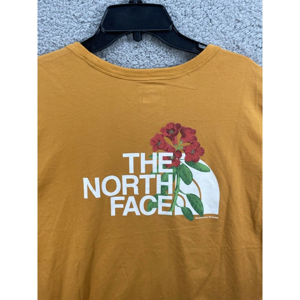 NWOT The North Face XLarge Logo Floral Orange Knit T Shirt Standard Fit - Picture 4 of 6
